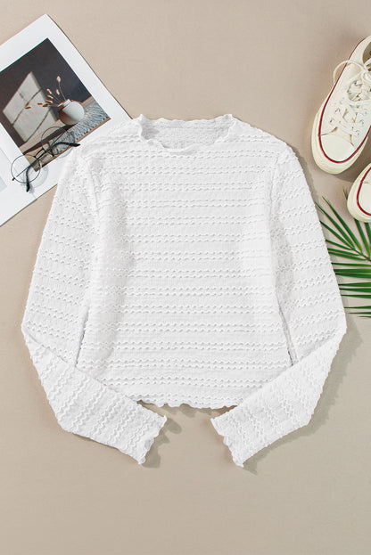 Witte gebreide jacquard slim-fit top