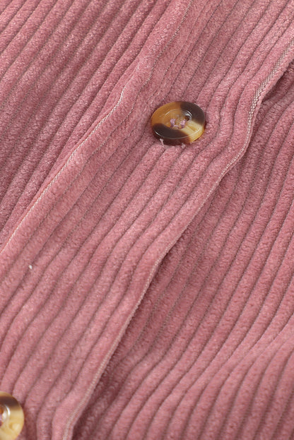 Roze corduroy overhemd met knoopzak