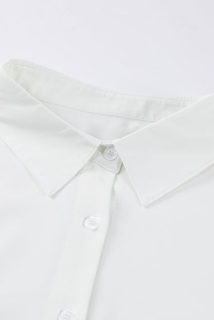 Wit oversized overhemd met 3/4 pofmouwen