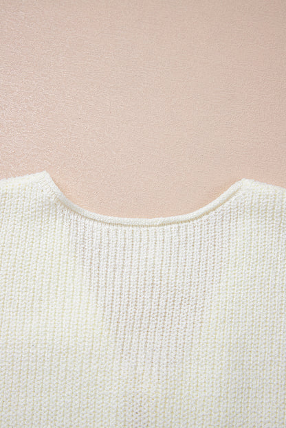 Beige veter-up front v nek trui vest