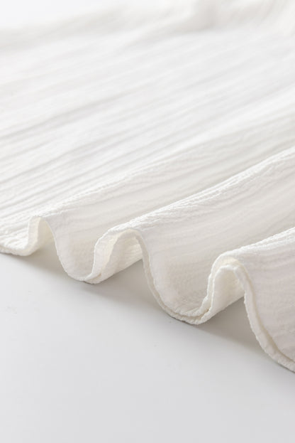 Witte blouse met ruches en rimpelige bubbelmouwen met ruches