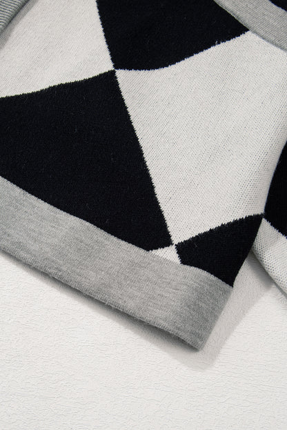 Zwart colorblock los vest met knoop en knoop