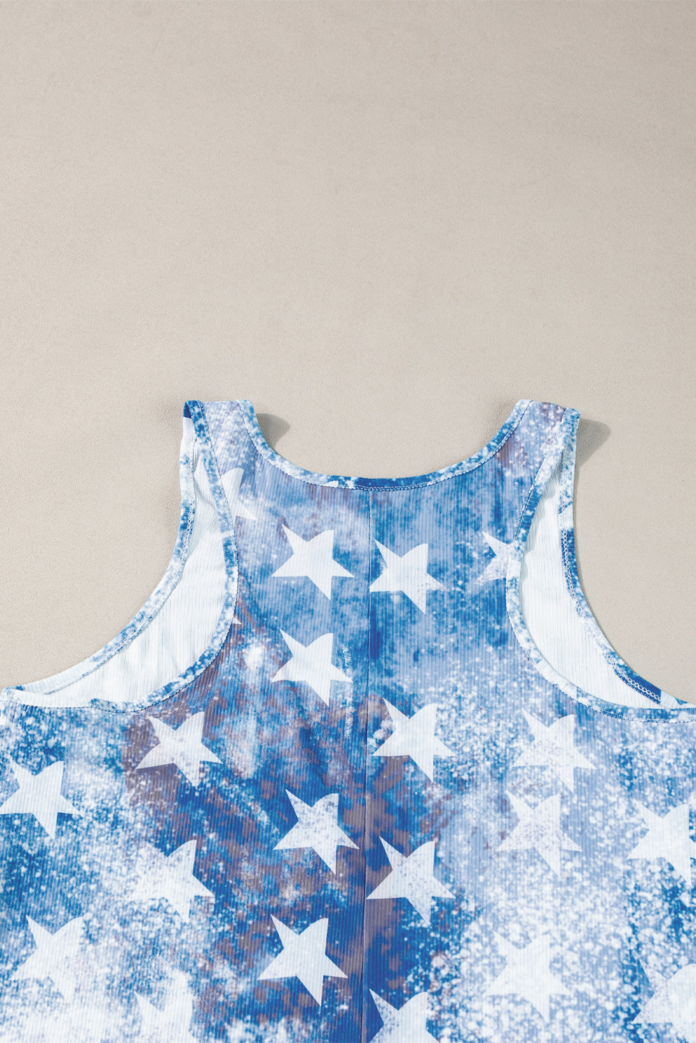 Blauwe vintage gewassen tanktop met vlagprint