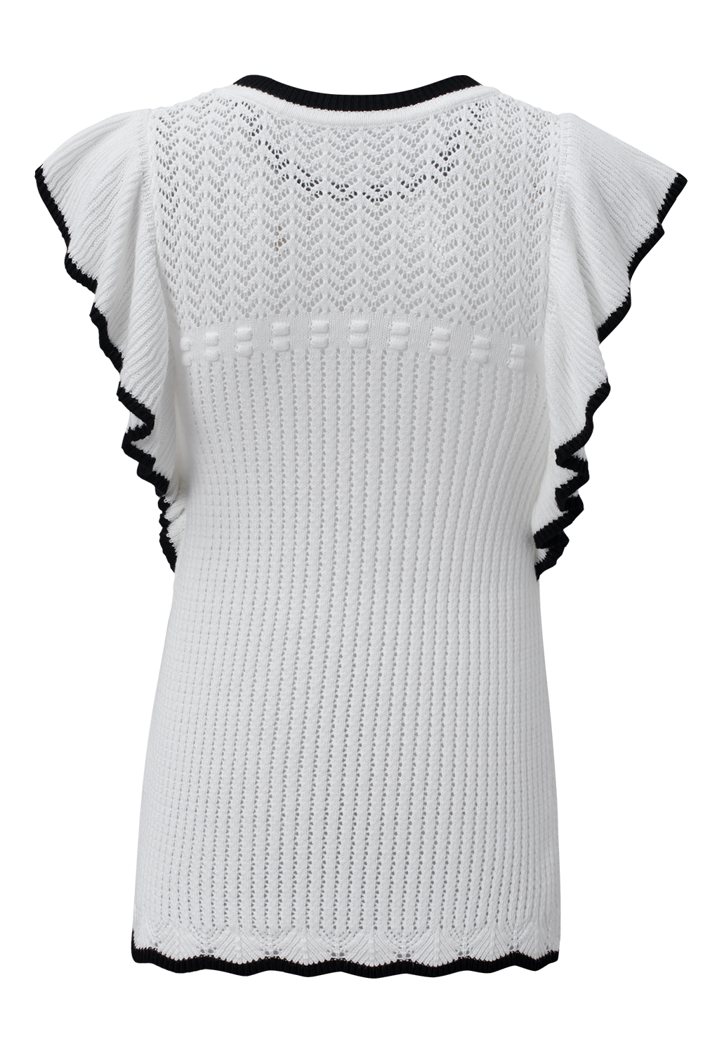 Witte gehaakte tanktop met oogje en volant