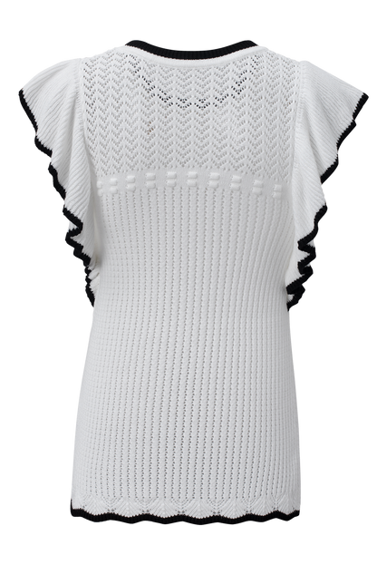 Witte gehaakte tanktop met oogje en volant