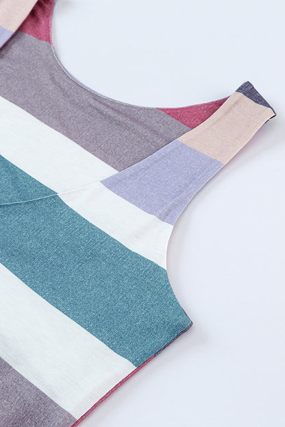 Maxi-tanktopjurk met veelkleurige strepenprint en split