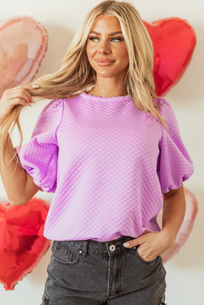 Phalaenopsis vaste textuur o nek puff puff mouw blouse