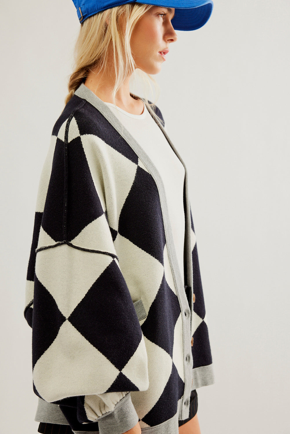 Zwart colorblock los vest met knoop en knoop