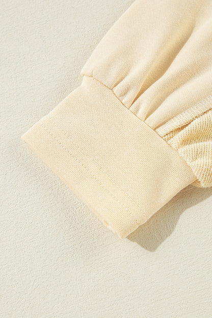 Beige Splicing Ronde Hals Pullover Sweatshirt