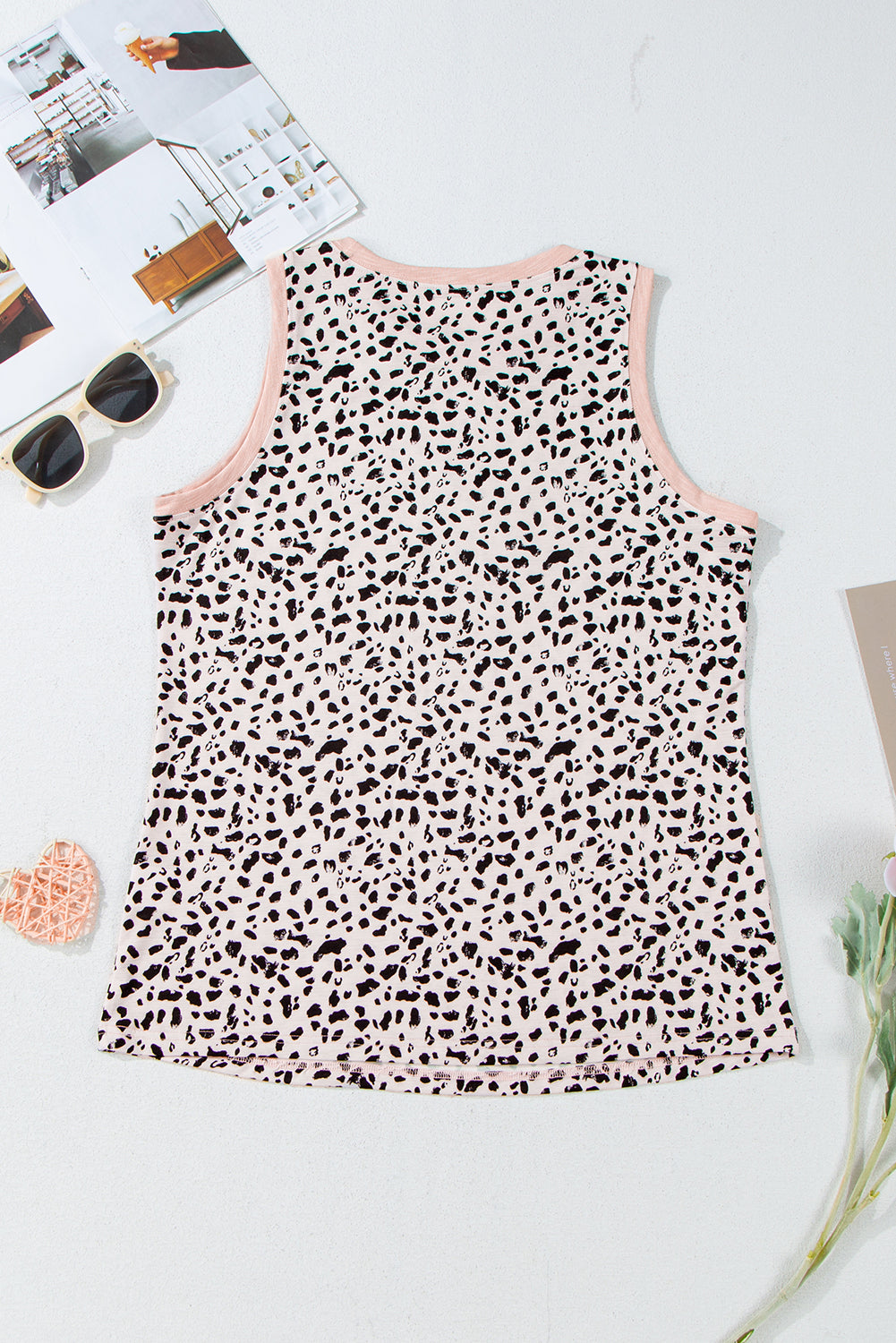 Tanktop met ronde hals en luipaardprint