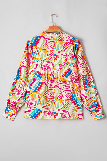 Oranje abstract bedrukt hoog met lage oversized shirt