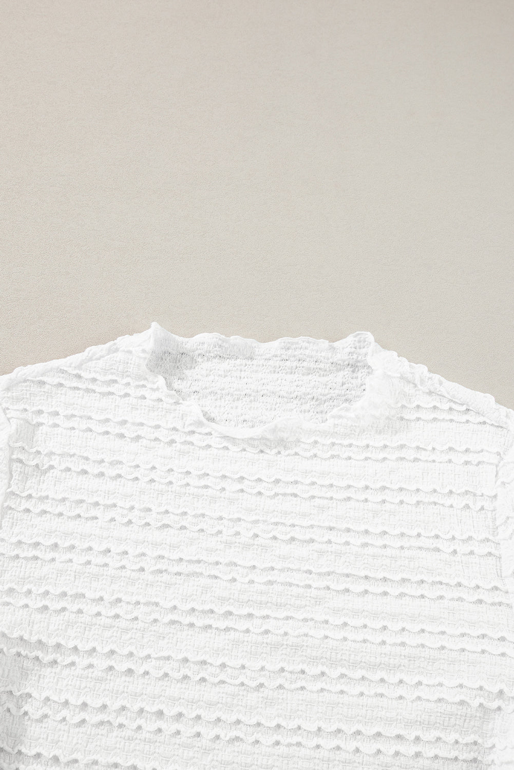Witte gebreide jacquard slim-fit top