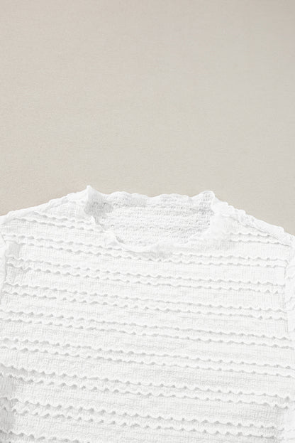 Witte gebreide jacquard slim-fit top