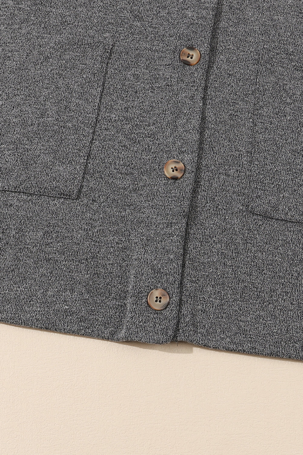 Gray Heather Knit Pocketed Button Front Cardigan