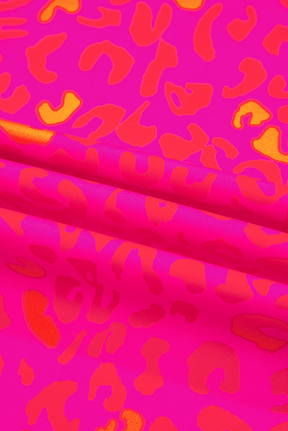 Top met roze luipaardprint en pofmouwen