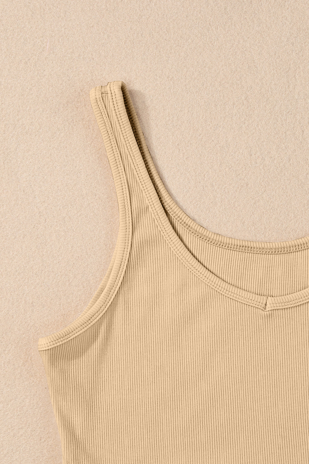 Abrikoos geribde gebreide schede mouwloze crop top