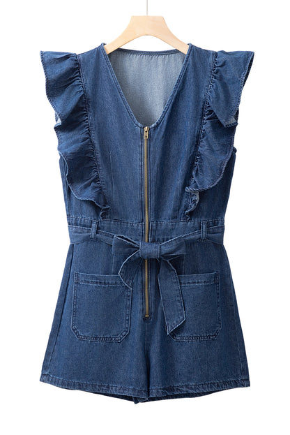 Zeil blauw denim gegolfd rits