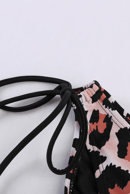 Tankini met luipaardprint en strepenpatchwork