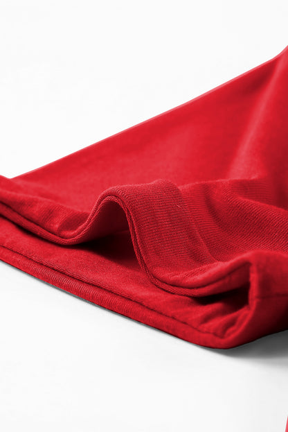 Rood casual effen T-shirt met ronde hals