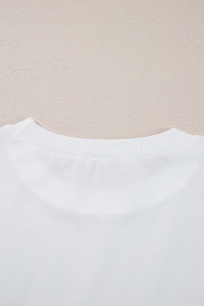Beige Bow Valentine Drop Shoulder Loose Sweatshirt