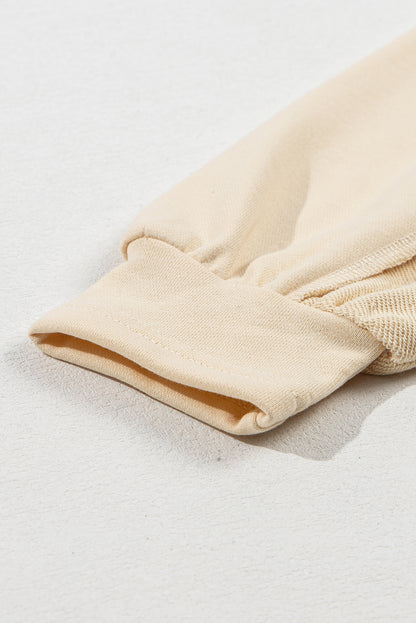 Beige Splicing Ronde Hals Pullover Sweatshirt