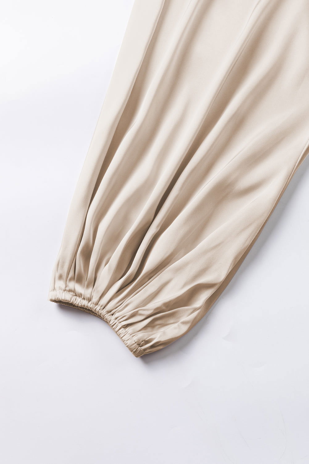 Bastique -  - Apricot Asymmetrical Neck Balloon Sleeve Satin Blouse