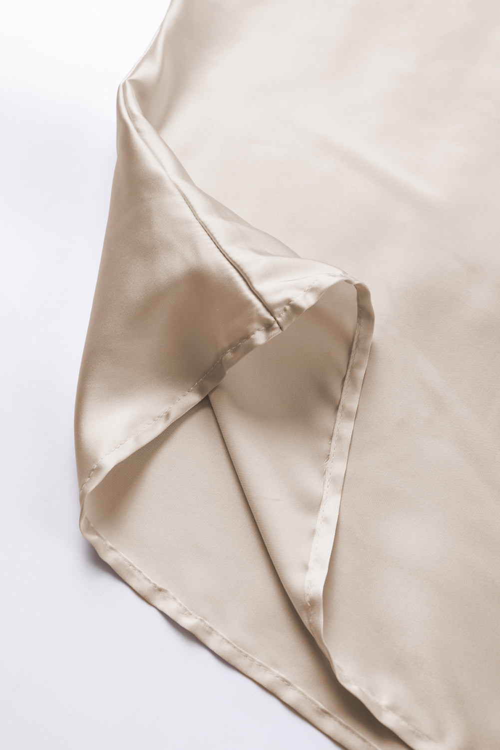 Bastique -  - Apricot Asymmetrical Neck Balloon Sleeve Satin Blouse