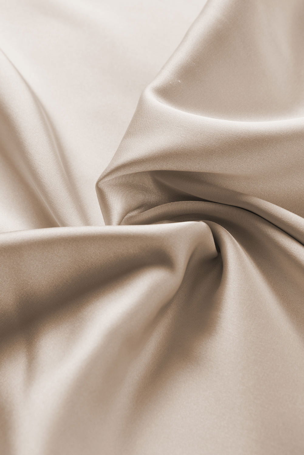 Bastique -  - Apricot Asymmetrical Neck Balloon Sleeve Satin Blouse