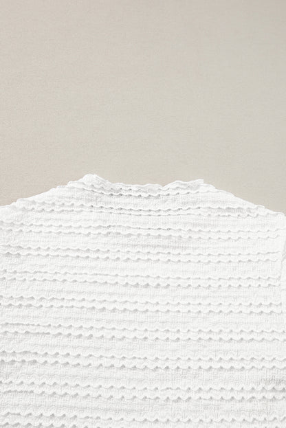 Witte gebreide jacquard slim-fit top