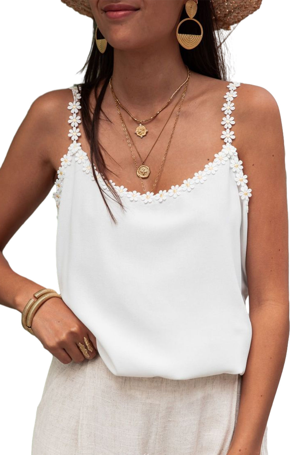 Witte margriet bloem bandjes tanktop