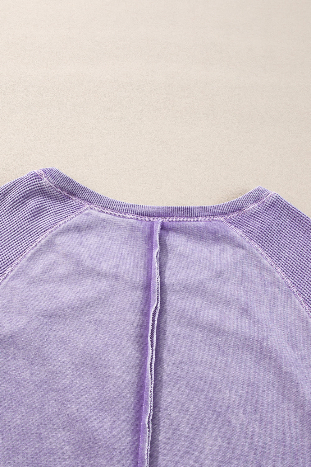 Zeil blauw massief wafel gebreide patchwork raglan mouw sweatshirt