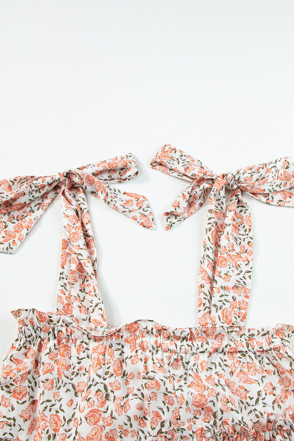 Oranje roze bloemen geknoopte riemen gelaagde babydoll -jurk