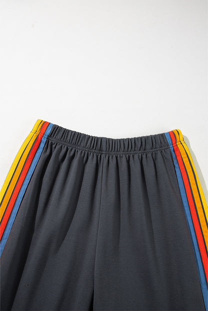 Donkergrijs tellende regenbogen hoge taille trainingsbroek