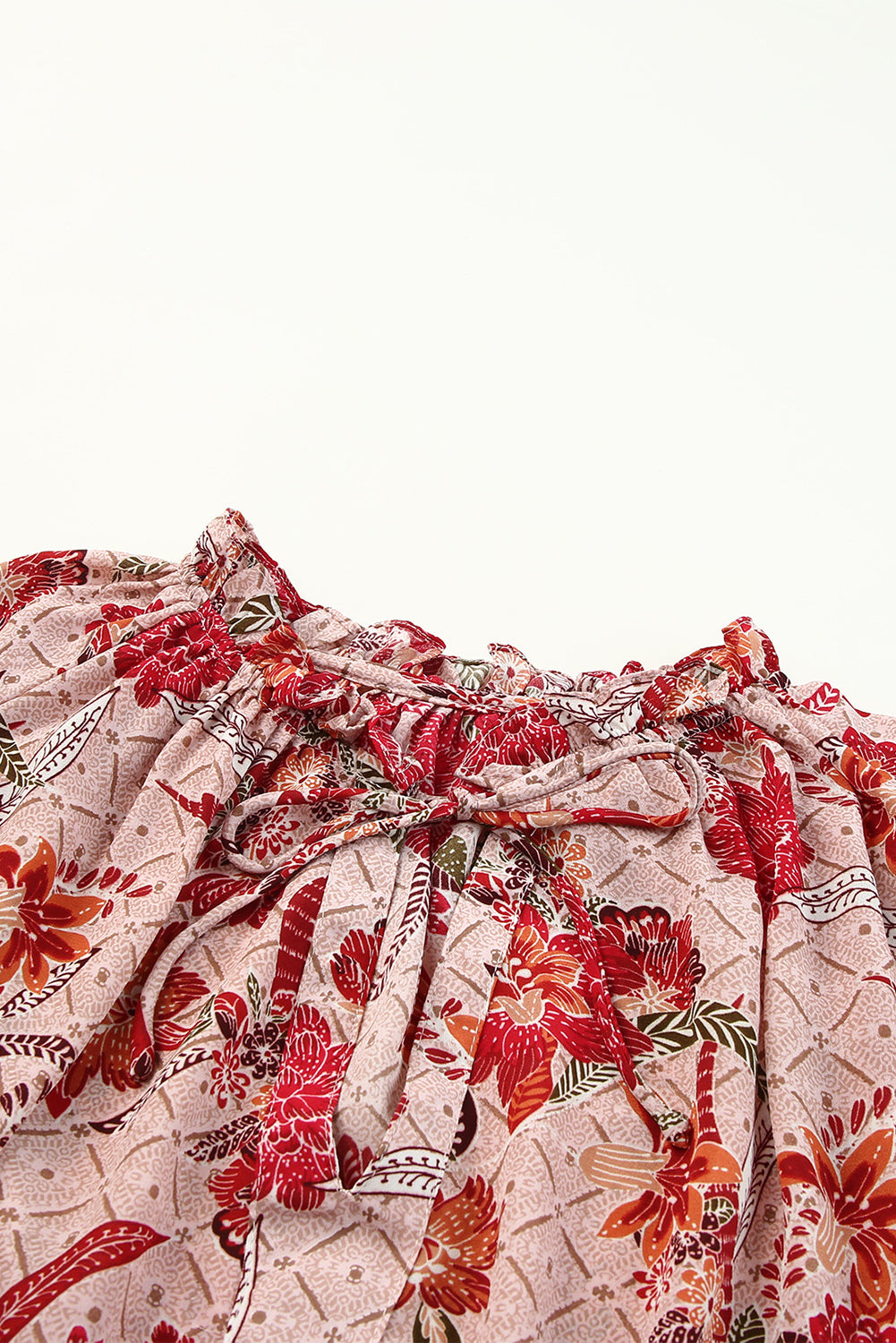Roze blouse met split en V-hals en print