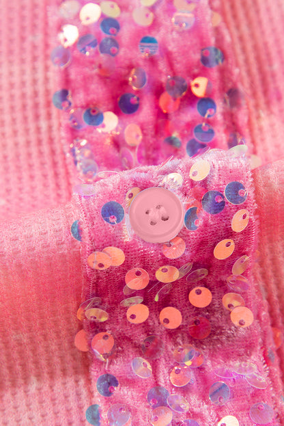Abrikoosroze minerale wassing met pailletten en patchwork met klepzak