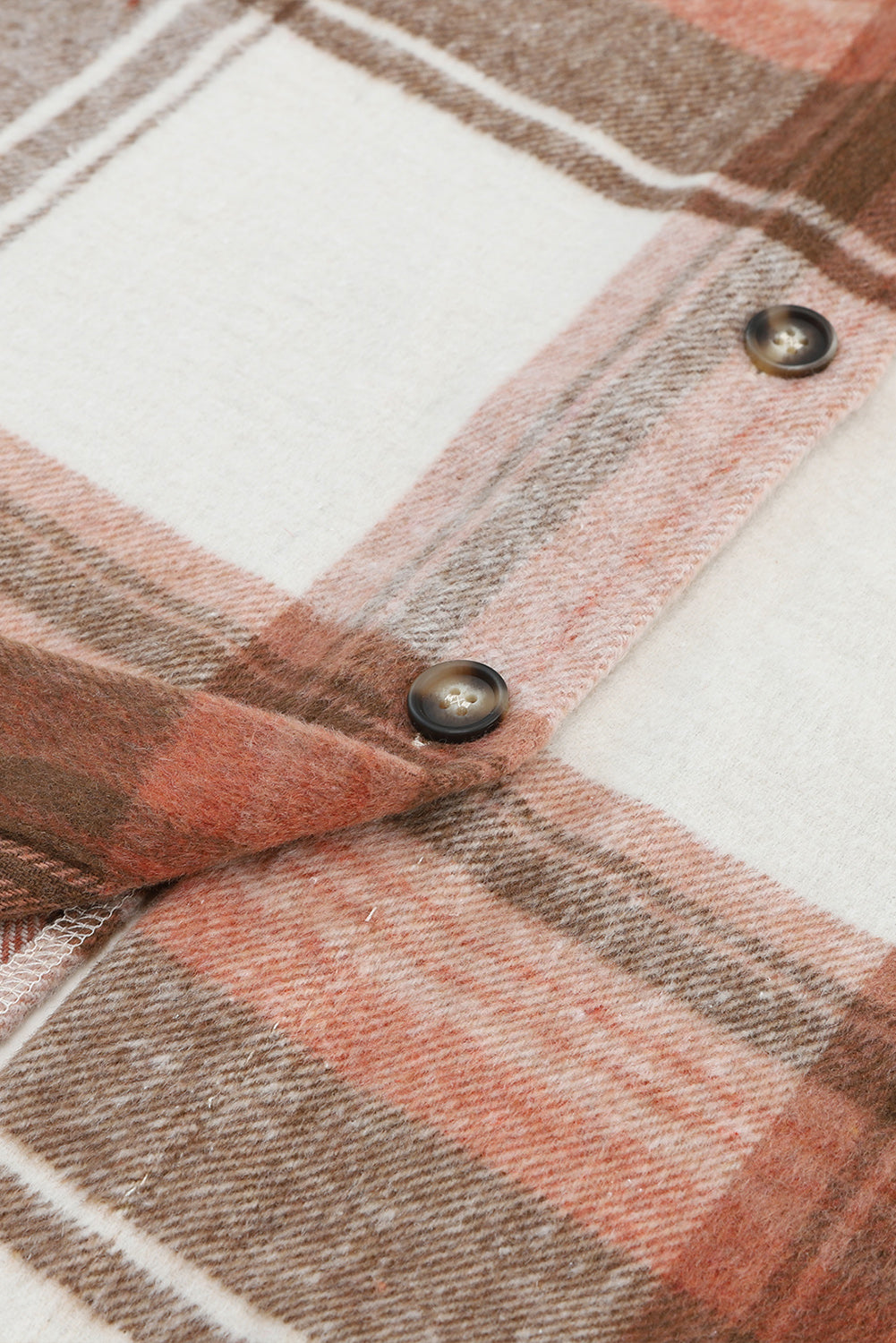 Bruine geruite print met klepzakken en lange shacket