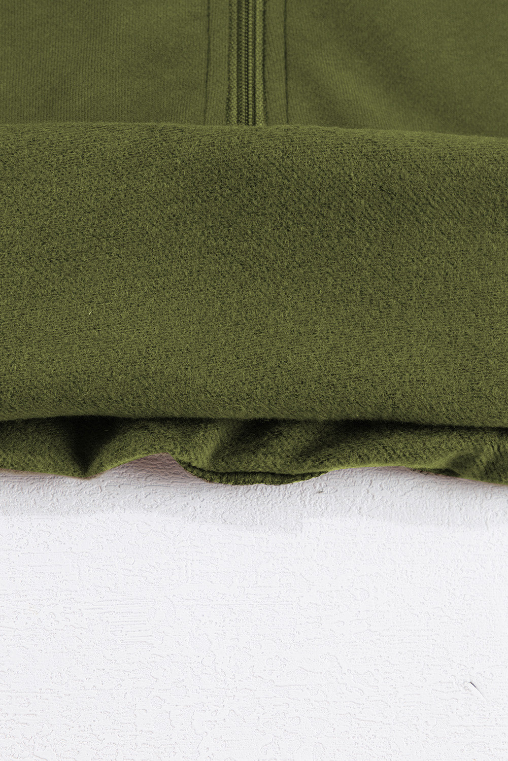 Smoke Green Fleece Lined Zip Up Stand Collar Thumbhole Sleeve Sweatshirt