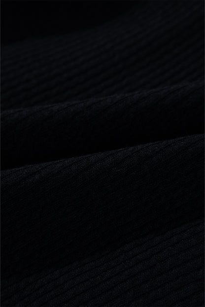 Zwart vaste kleur corduroy knoopte kuipet met lange mouwen