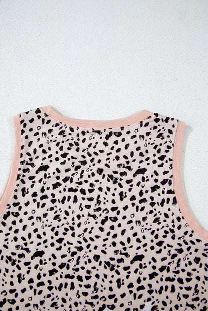 Tanktop met ronde hals en luipaardprint