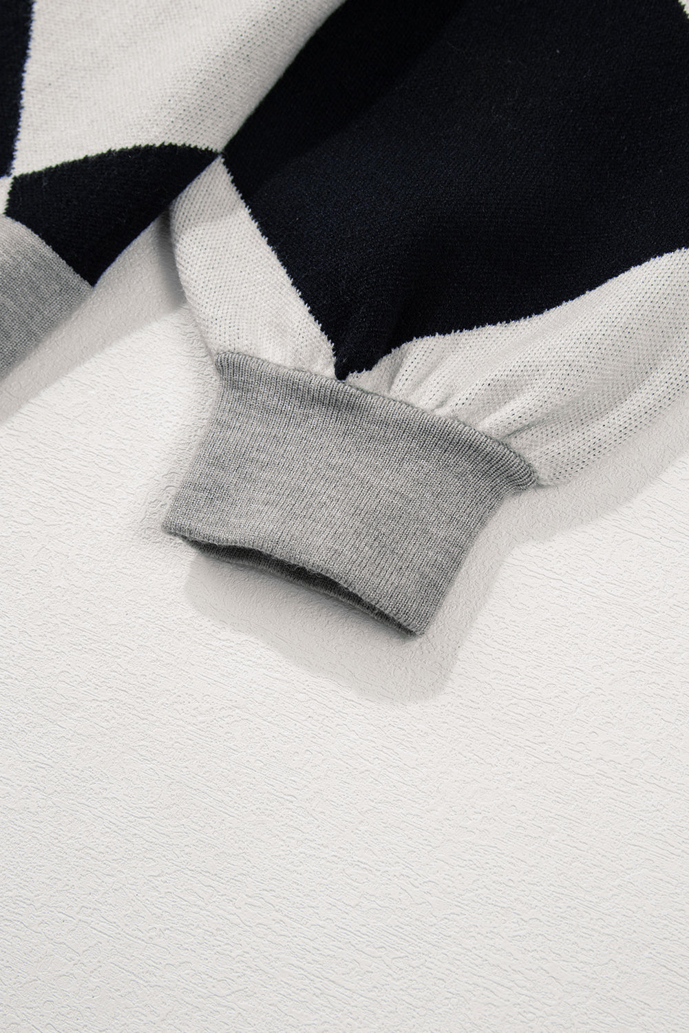 Zwart colorblock los vest met knoop en knoop