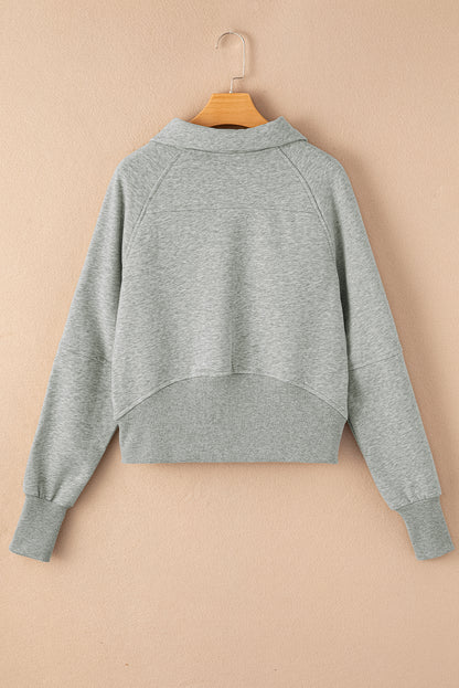 Smoke Green Fleece Lined Zip Up Stand Collar Thumbhole Sleeve Sweatshirt
