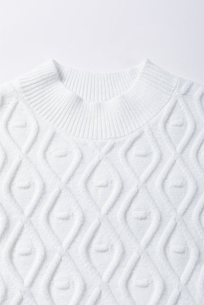 Wit getextureerd gegolfd gebreid vest met nephals