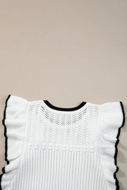 Witte gehaakte tanktop met oogje en volant