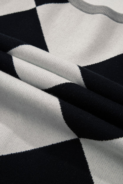 Zwart colorblock los vest met knoop en knoop