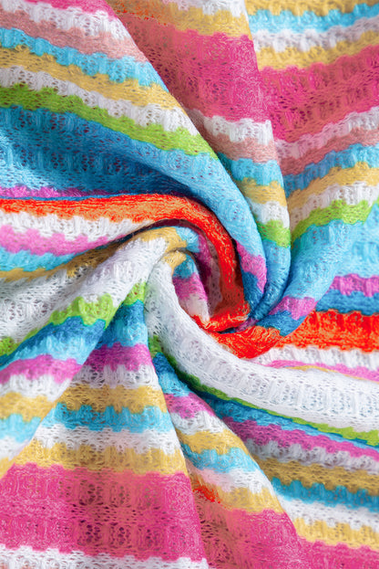 Tanktop met roze streep regenboog oogje gebreide knoopdecor