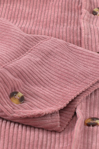 Roze corduroy overhemd met knoopzak