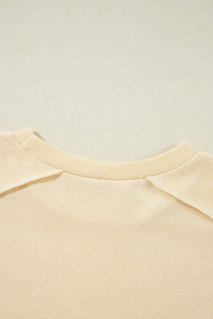 Beige Splicing Ronde Hals Pullover Sweatshirt