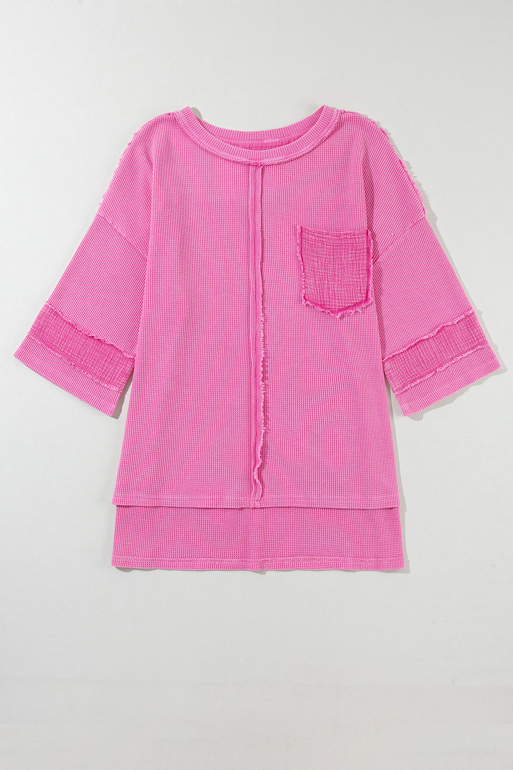 Helderroze oversized top met getextureerde armband en mouw in minerale wassing