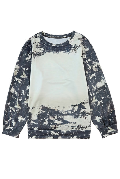 Veelkleurige vintage gebleekte tie-dye top met lange mouwen