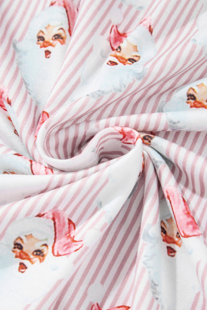 Roze kerstman gestreepte print losse pasvorm tweedelig lounge set